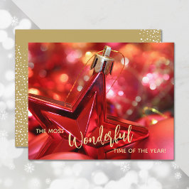 Tarjeta navideña de adorno navideño con estrella d