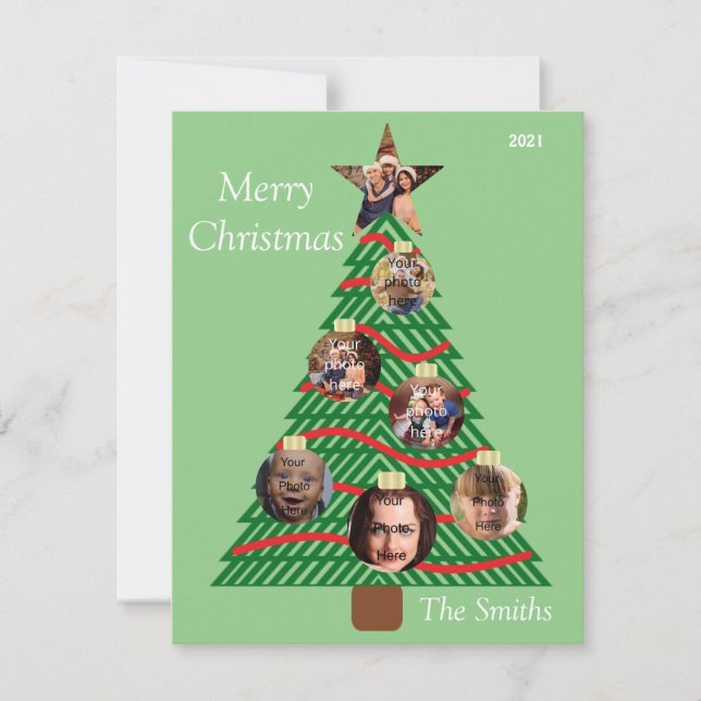 Tarjeta navideña de adorno navideño familiar (Anverso)