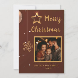 Tarjeta navideña de amarre plana de personalizable