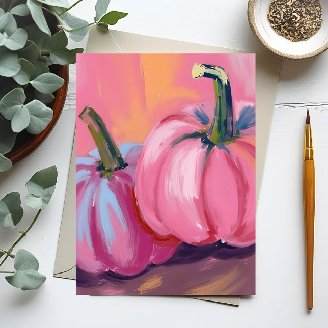 Tarjeta navideña de color de agua de calabazas ros (Subido por el creador)