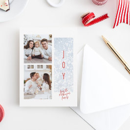 Tarjeta navideña de dos fotos de la familia Frosty