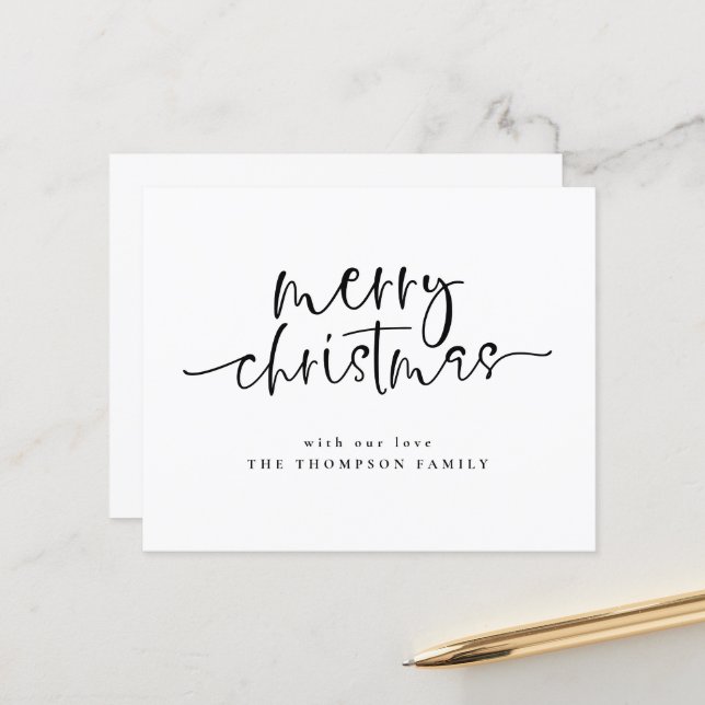 Tarjeta navideña de escritura mínima de presupuest (Anverso/Reverso In Situ)