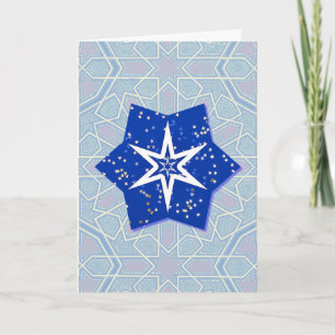 Tarjeta navideña de estrella azul Artsy