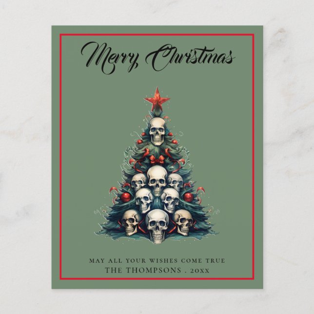 Tarjeta navideña de Feliz de Árbol gótico de presu (Anverso)