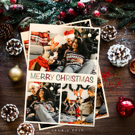 Tarjeta navideña de feliz familia con Navidades de