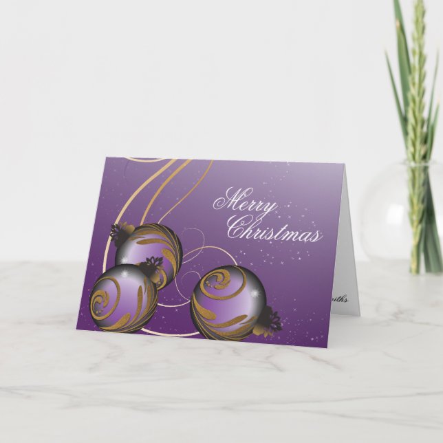 Tarjeta navideña de Feliz Ornamentos Elegantes de  (Anverso)