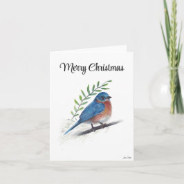Tarjeta navideña de feriado para aves azul