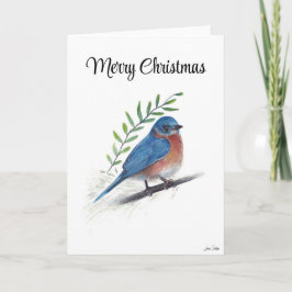 Tarjeta navideña de feriado para aves azul