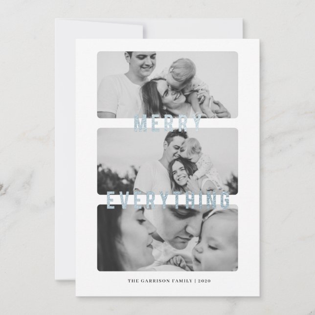 Tarjeta navideña de ferry Everything Blue Relieve  (Anverso)