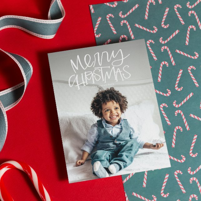Tarjeta navideña de festividad con fotos de navida (Merry Christmas Hand-Drawn Whimsy Photo Holiday Card)