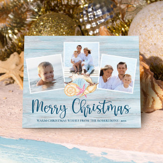 Tarjeta navideña de festividad de la costa de bajo