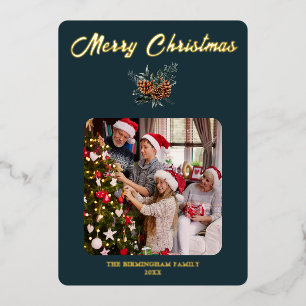 Tarjeta navideña de festividad de Relieve metaliza