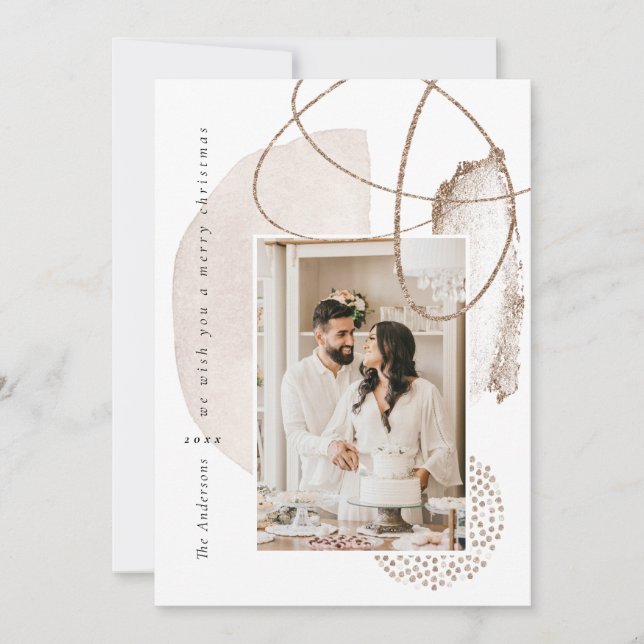 Tarjeta navideña de fotografía geométrica moderna  (Anverso)