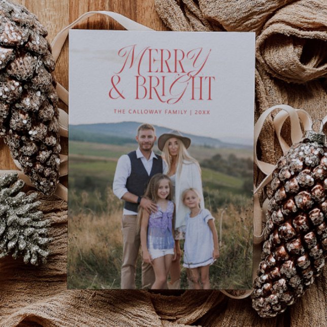 Tarjeta navideña de fotos clásica de merry y Brigh (Subido por el creador)