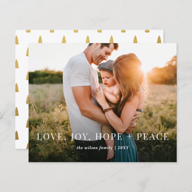 Tarjeta navideña de fotos completa y moderna de pr (Anverso / Reverso)