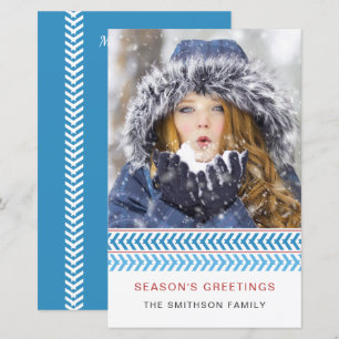 Tarjeta navideña de fotos con títulos en blanco y 