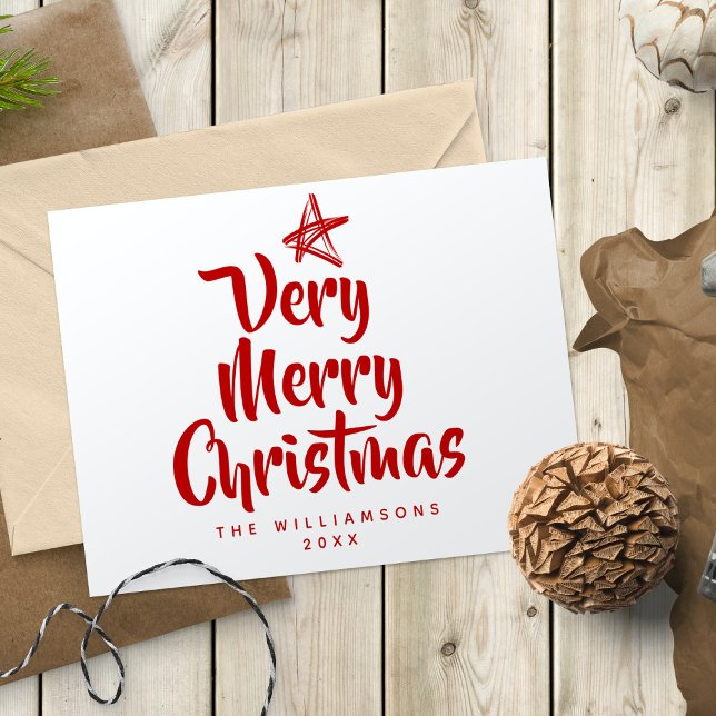 Tarjeta navideña de fotos de 2 lados MUY FELIZ NAV (2 Sided VERY MERRY CHRISTMAS Photo Holiday Card)