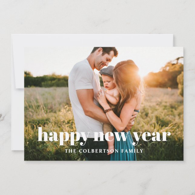 Tarjeta navideña de fotos de Año Nuevo (Anverso)