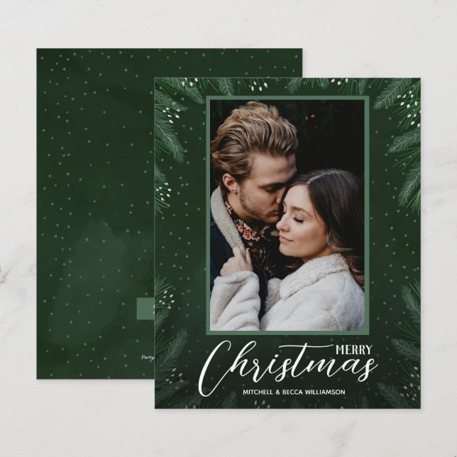 Tarjeta navideña de fotos de bienvenida con presup (Anverso / Reverso)