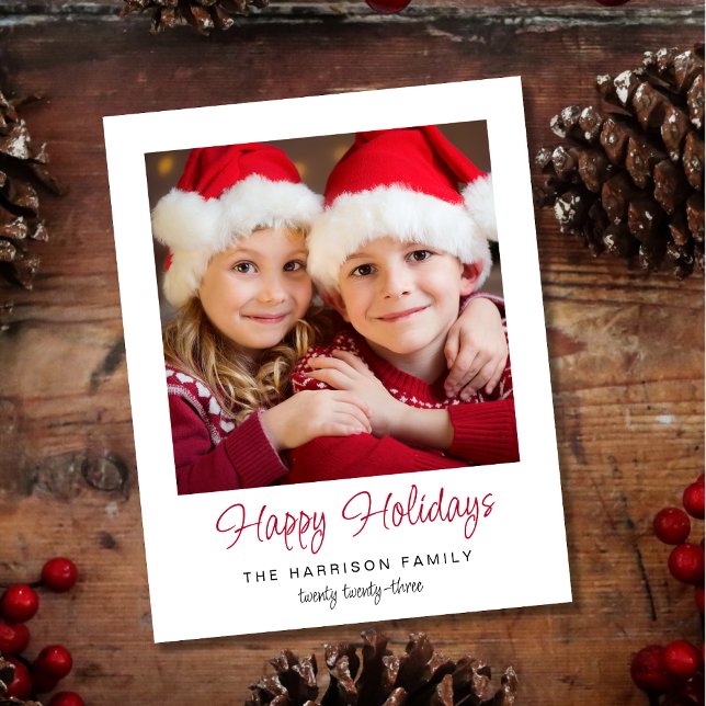 Tarjeta navideña de fotos de Budget Happy Holidays (Add a personal touch to your holiday wishes by featuring your favorite family photo)
