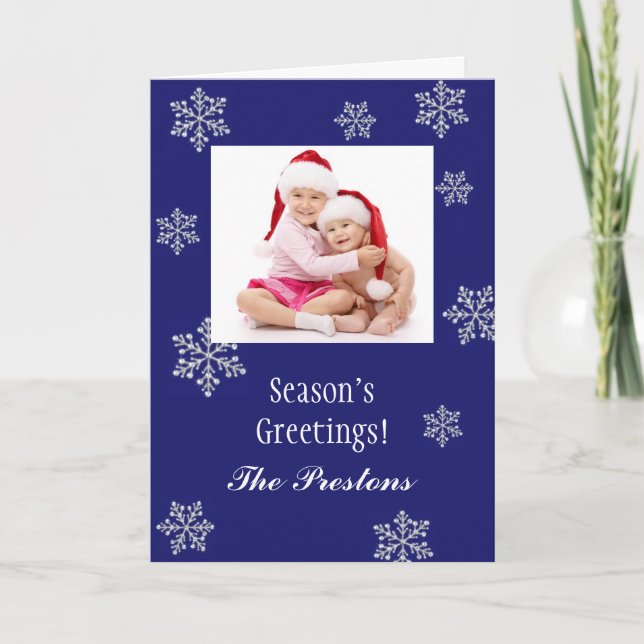 Tarjeta navideña de fotos de cristales de nieve (Anverso)