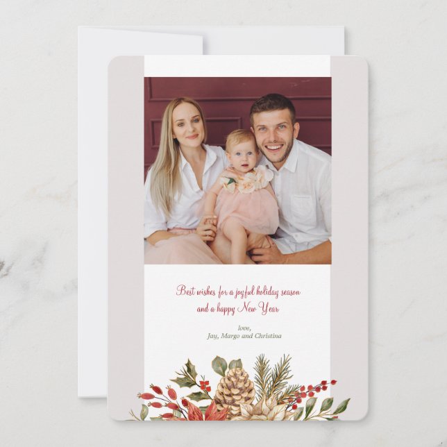 Tarjeta navideña de fotos de elegancia para navida (Anverso)