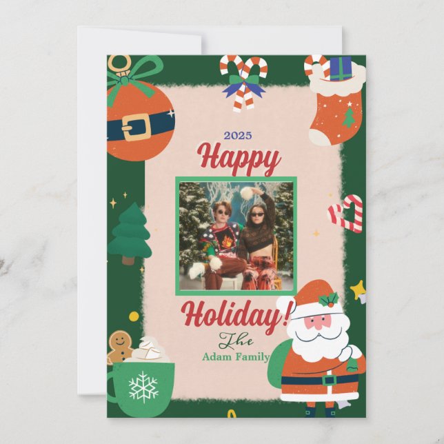 Tarjeta navideña de fotos de Holy Jolly Merry (Anverso)