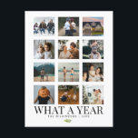 Tarjeta navideña de fotos de la familia What A Yea<br><div class="desc">Esta tarjeta de vacaciones muestra 12 de tus fotos para recapitular tu año para familia y amigos!</div>