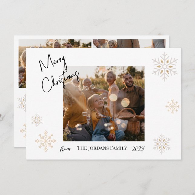 Tarjeta navideña de fotos de la nevada para navida (Anverso / Reverso)