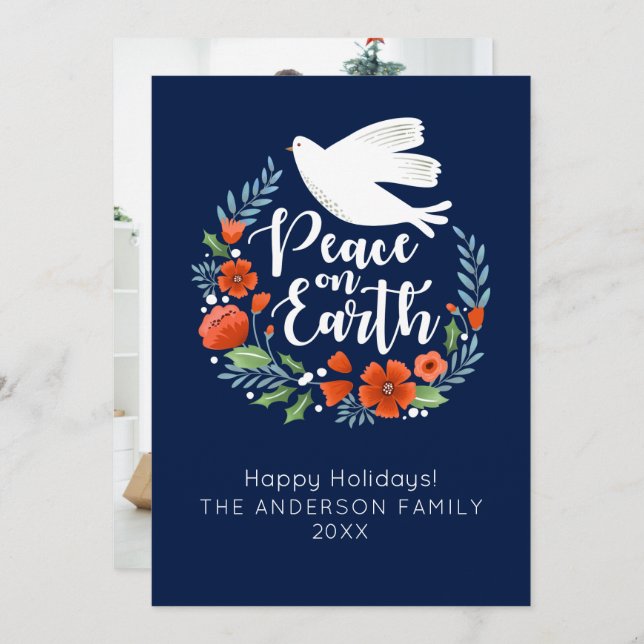 Tarjeta navideña de fotos de navidad moderna (Anverso / Reverso)