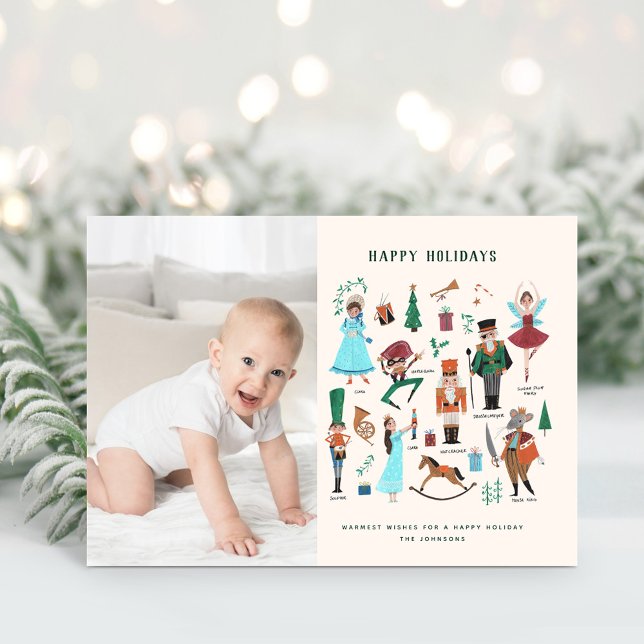 Tarjeta navideña de fotos de Navidades desnudos (Classical traditional Nutcracker Christmas photo greeting postcard.)