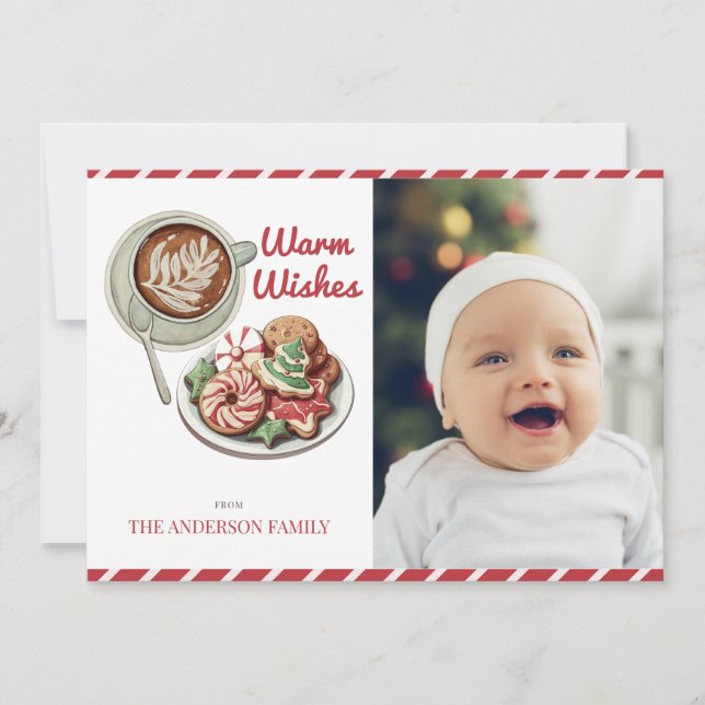 Tarjeta navideña de fotos de Navidades rojos de co (Anverso)