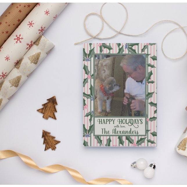 Tarjeta navideña de fotos de Victorian Holly (Subido por el creador)