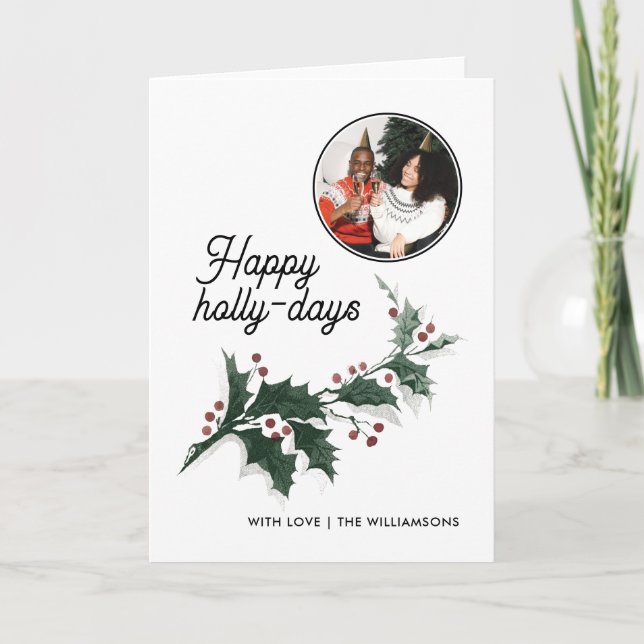 Tarjeta navideña de fotos familiares de Happy Holl (Anverso)