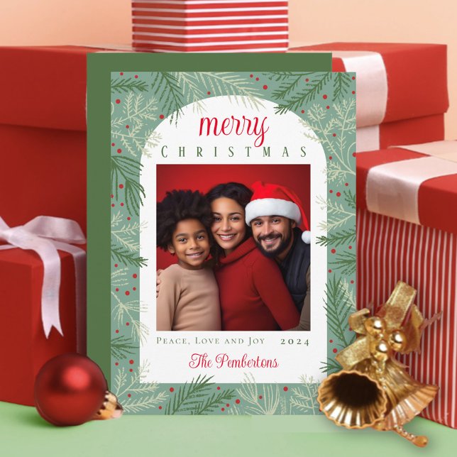 Tarjeta navideña de fotos familiares Merry navidad (Subido por el creador)