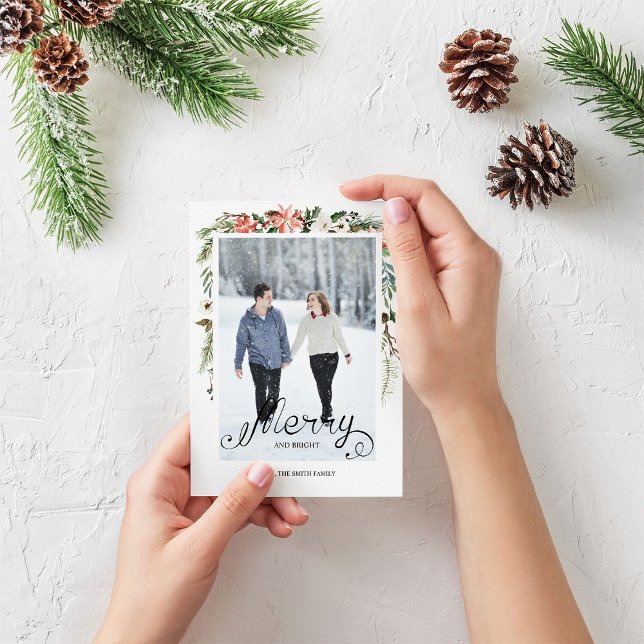 Tarjeta navideña de fotos florales y de invierno H (Subido por el creador)