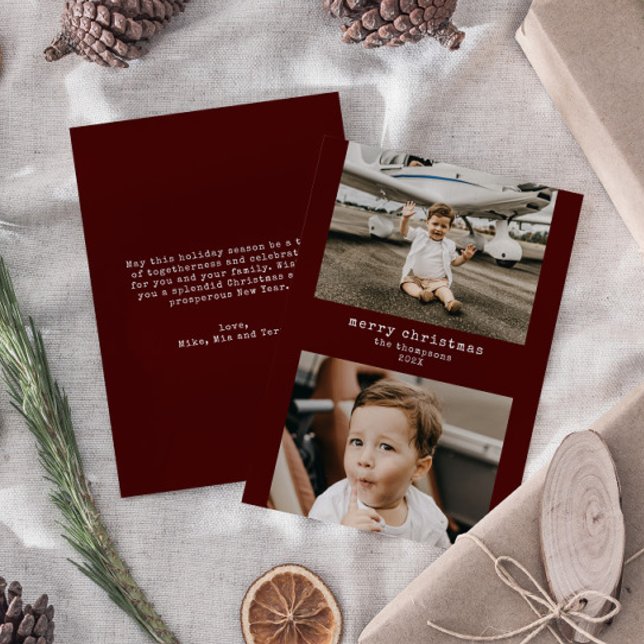 Tarjeta navideña de fotos minimalista Merry Christ (Subido por el creador)