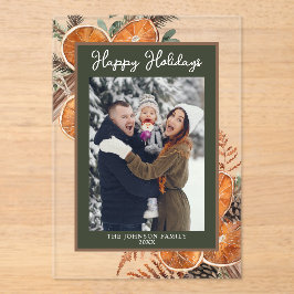 Tarjeta navideña de fotos rusticas de Woodland