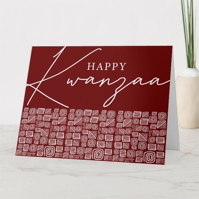 Tarjeta navideña de fotos única Red Happy Kwanzaa (Anverso)
