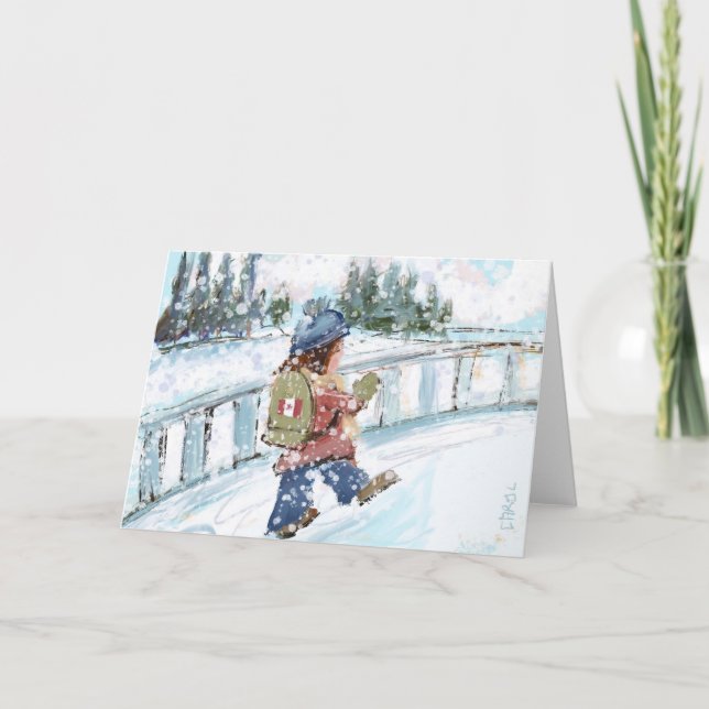 Tarjeta navideña de invierno canadiense (Anverso)