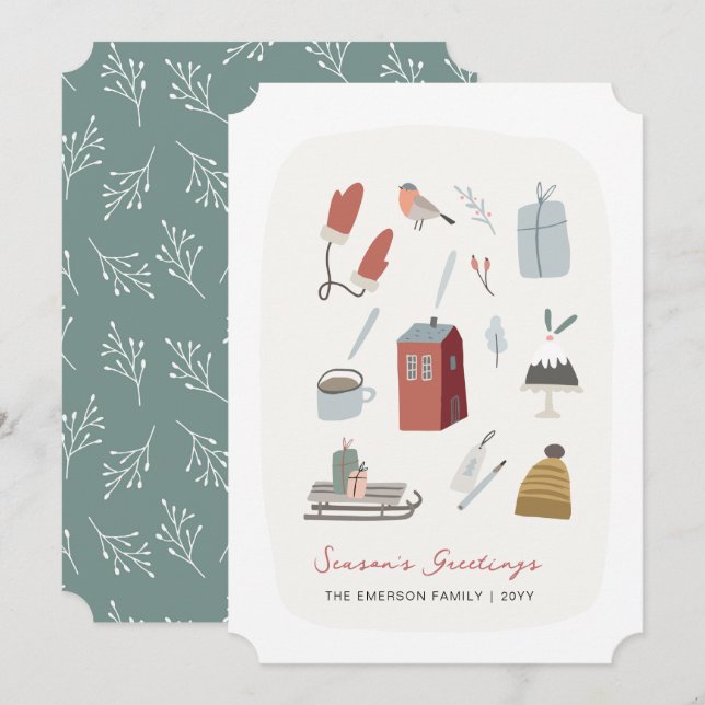 Tarjeta navideña de invierno de temporada (Anverso / Reverso)