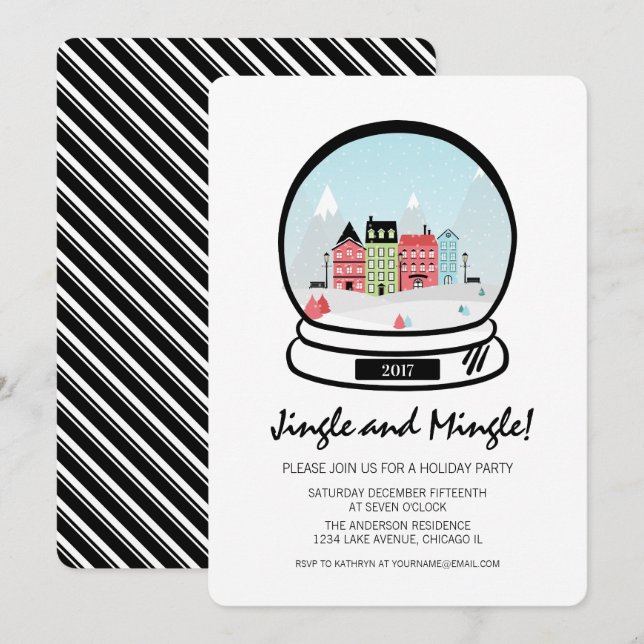 Tarjeta navideña de jingle de globe de invierno (Anverso / Reverso)