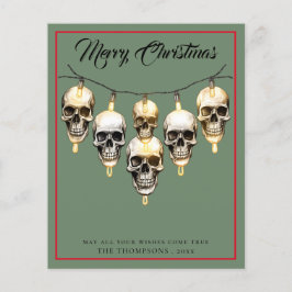 Tarjeta navideña de las luces góticas del cráneo d