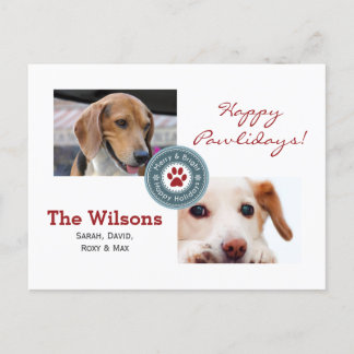 Tarjeta navideña de Mascota fotográfico feliz Pawl