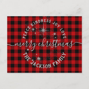 Tarjeta navideña de merry con guión plateado de bú