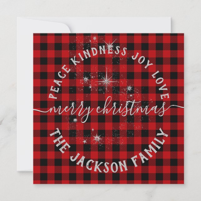 Tarjeta navideña de merry con guión plateado de bú (Anverso)
