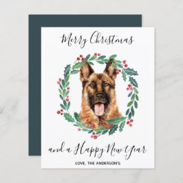 Tarjeta navideña de merry de perro pastor alemán d