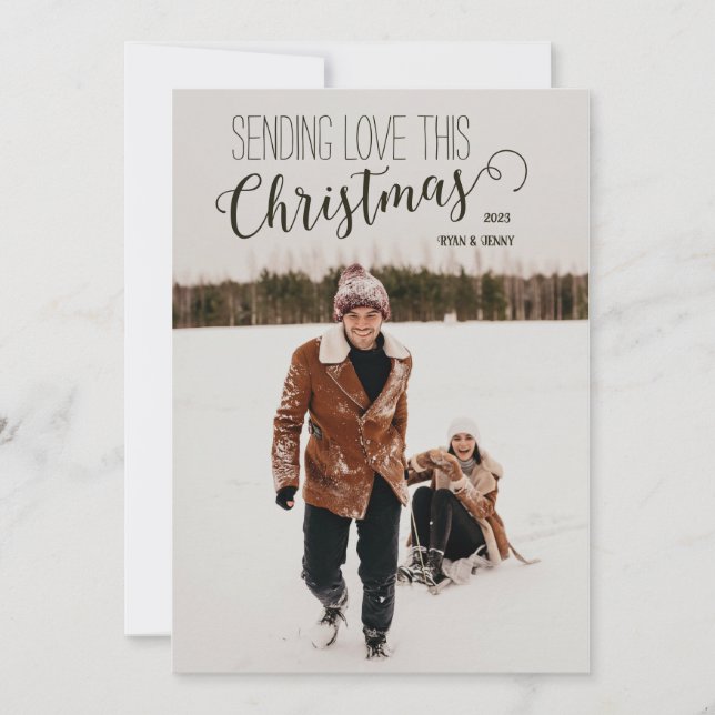 Tarjeta navideña de merry Minimalista personalizad (Anverso)