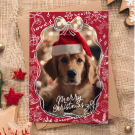 Tarjeta navideña de moras con mano roja