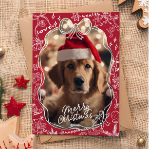 Tarjeta navideña de moras con mano roja